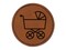 Baby Carriage Pram Stroller Round Iron-On Engraved Faux Leather Patch Applique - 2.5"